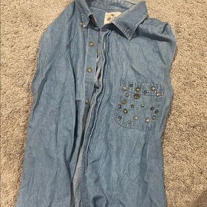 Vintage Studded Denim Sleeveless Shirt